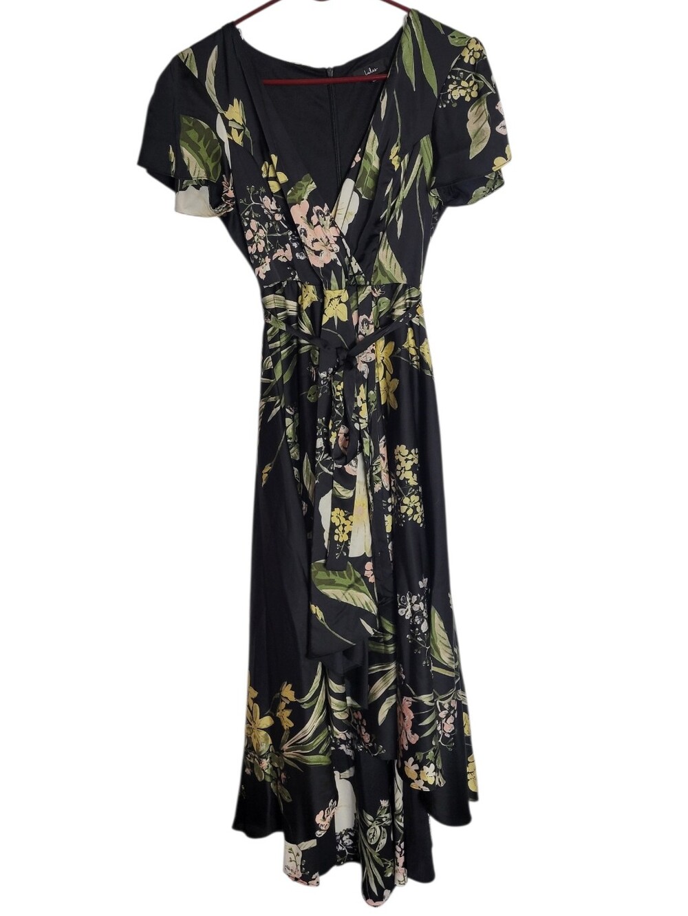 Lulus Satin Floral Hi-Lo Dress